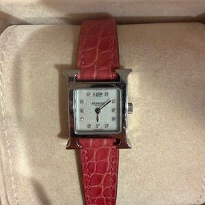 Hermes Red and Silver Women's Watch